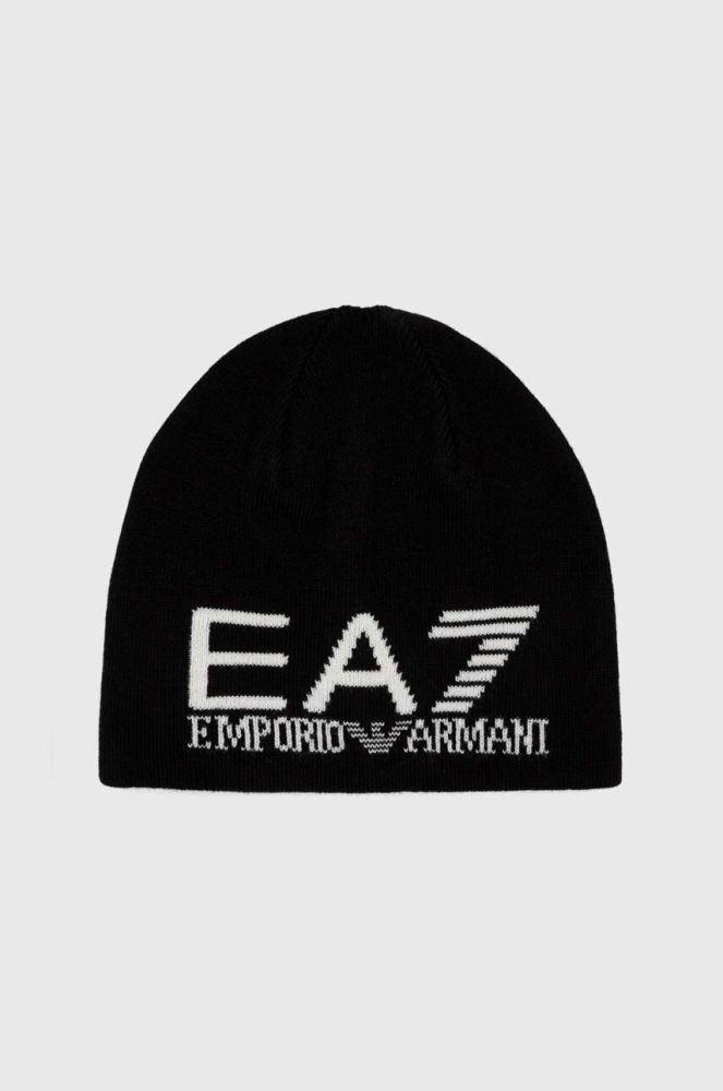 Шапка EA7 Emporio Armani колір чорний з товстого трикотажу (3506977)