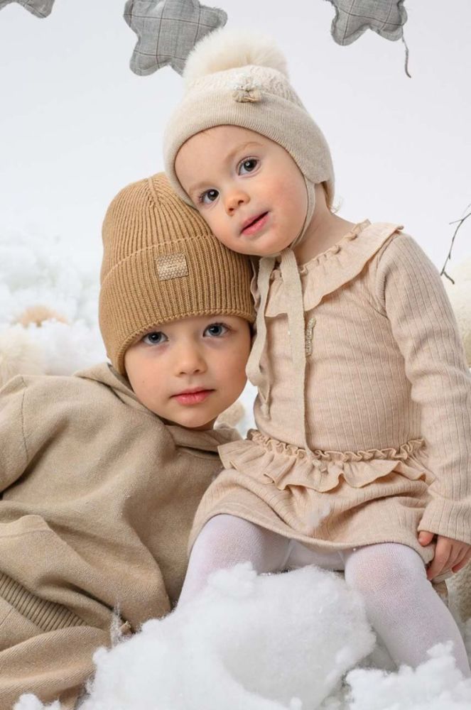 Дитяча шапка Jamiks PAULIN колір коричневий фото 4