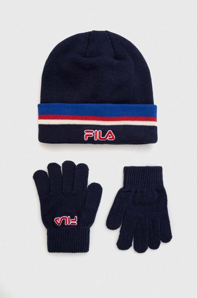 Дитяча шапка і рукавички Fila BEREA Set beanies & Gloves колір синій