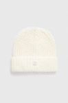Дитяча шапка з домішкою вовни United Colors of Benetton колір білий з товстого трикотажу