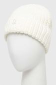 Дитяча шапка з домішкою вовни United Colors of Benetton колір білий з товстого трикотажу