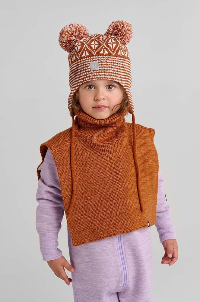 Дитяча вовняна шапка Reima Kuuru колір коричневий вовна