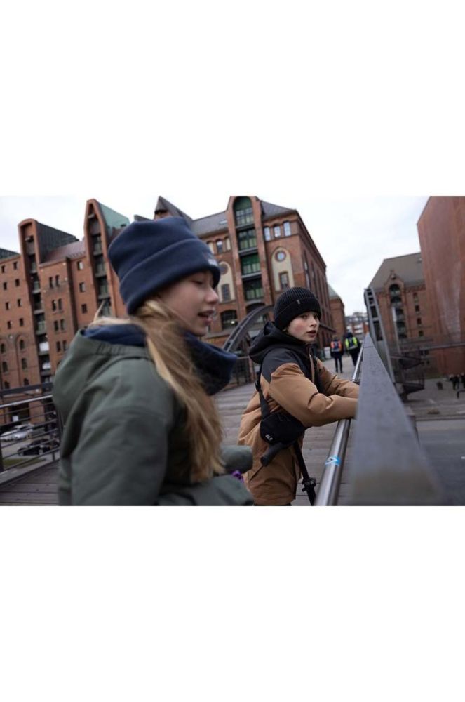 Дитяча шапка Jack Wolfskin SPIRIT FLEECE BEANIE колір синій з тонкого трикотажу фото 2