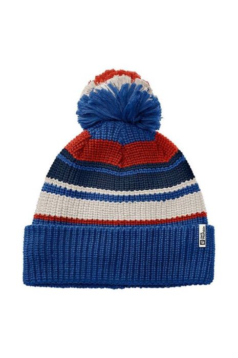 Дитяча шапка Jack Wolfskin POMPOM BEANIE колір блакитний Дитяча шапка Jack Wolfskin POMPOM BEANIE колір блакитний