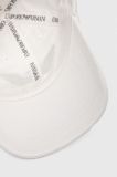 Дитяча бавовняна кепка Emporio Armani колір білий з аплікацією