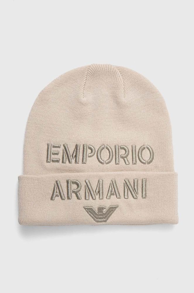 Дитяча шапка з домішкою вовни Emporio Armani колір бежевий