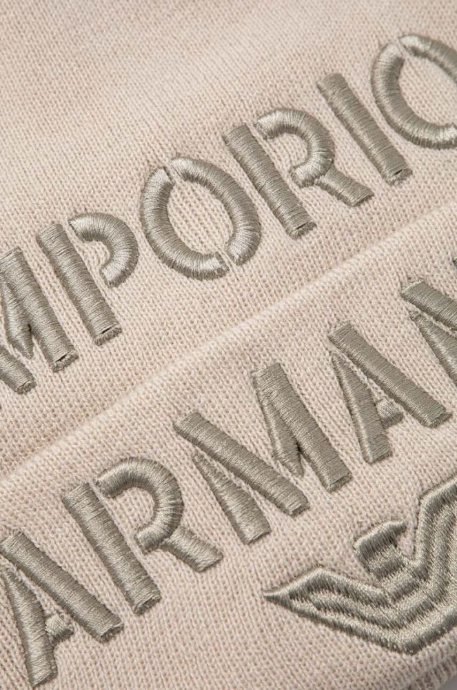 Дитяча шапка з домішкою вовни Emporio Armani колір бежевий фото 3