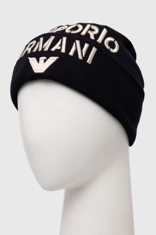 Дитяча шапка з домішкою вовни Emporio Armani колір синій фото 2