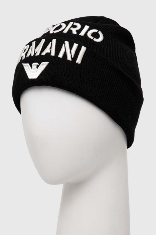Дитяча шапка з домішкою вовни Emporio Armani колір чорний фото 2