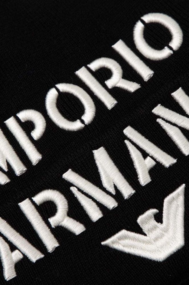 Дитяча шапка з домішкою вовни Emporio Armani колір чорний фото 3