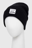 Шапка з домішкою вовни Guess колір чорний з товстого трикотажу