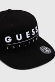 Бавовняна бейсболка Guess колір чорний з аплікацією (3441853)