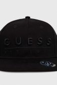 Бавовняна бейсболка Guess колір чорний з аплікацією (3441851)