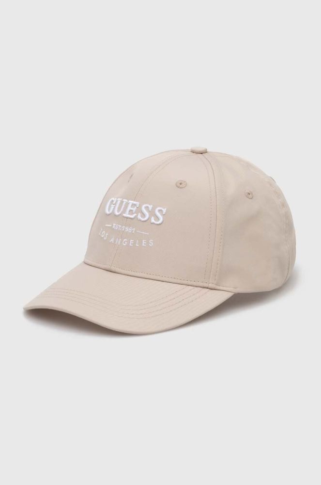 Кепка Guess колір бежевий з аплікацією