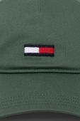 Бавовняна бейсболка Tommy Jeans колір зелений однотонна