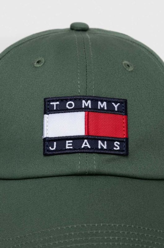 Бавовняна бейсболка Tommy Jeans колір зелений з аплікацією (3268902) фото 2