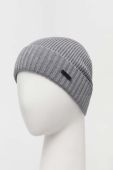 Вовняна шапка BOSS колір сірий вовна