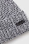 Вовняна шапка BOSS колір сірий вовна