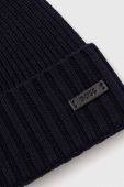 Вовняна шапка BOSS колір синій вовна
