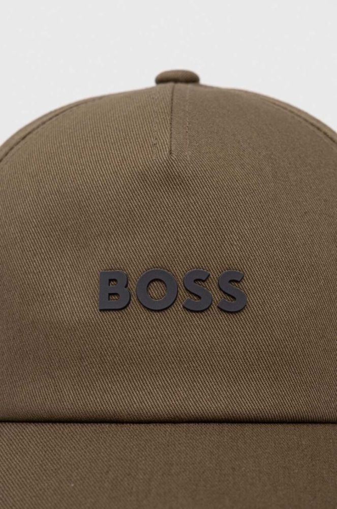 Бавовняна бейсболка Boss Orange BOSS ORANGE колір зелений однотонна фото 2