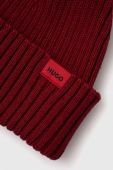Шапка HUGO колір бордовий з тонкого трикотажу