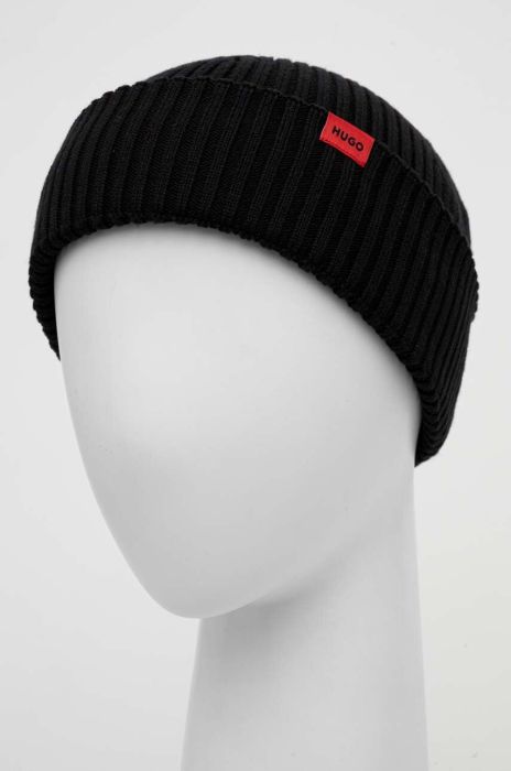 Шапка HUGO колір чорний з тонкого трикотажу (3376513)