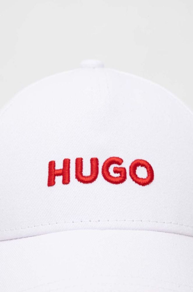 Бавовняна бейсболка HUGO колір білий з аплікацією фото 2