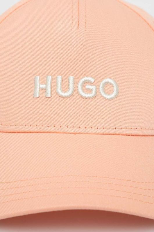 Бавовняна бейсболка HUGO колір помаранчевий з аплікацією фото 2