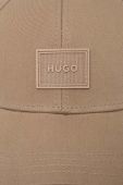 Бавовняна бейсболка HUGO колір бежевий з аплікацією (3359985)