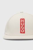 Бавовняна бейсболка HUGO колір бежевий з принтом