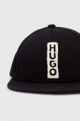 Бавовняна бейсболка HUGO колір чорний з принтом (3376522)
