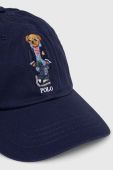 Бавовняна шапка Polo Ralph Lauren колір синій з аплікацією