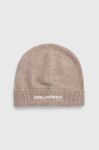 Шапка з домішкою кашеміру Karl Lagerfeld колір бежевий з тонкого трикотажу