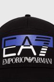 Бавовняна бейсболка EA7 Emporio Armani колір чорний з принтом (3588117)