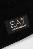 Вовняна шапка EA7 Emporio Armani колір чорний з товстого трикотажу вовна