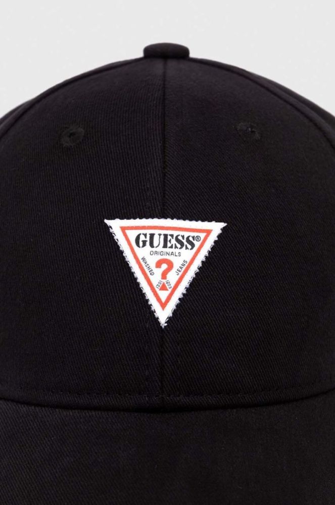 Бавовняна бейсболка Guess Originals колір чорний з аплікацією фото 2