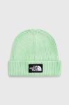 Бавовняна шапка The North Face колір зелений з товстого трикотажу з бавовни