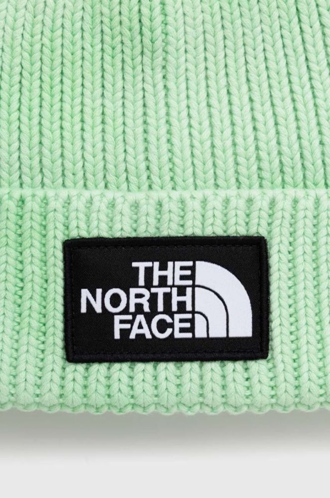 Бавовняна шапка The North Face колір зелений з товстого трикотажу з бавовни фото 2