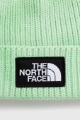Бавовняна шапка The North Face колір зелений з товстого трикотажу з бавовни