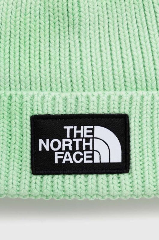 Бавовняна шапка The North Face колір зелений з товстого трикотажу з бавовни фото 2