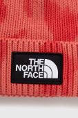 Бавовняна шапка The North Face колір червоний з товстого трикотажу з бавовни