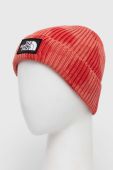 Бавовняна шапка The North Face колір червоний з товстого трикотажу з бавовни