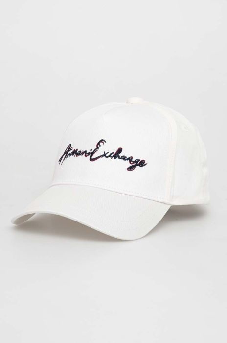 Бавовняна бейсболка Armani Exchange колір білий з аплікацією (3348489)