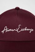 Бавовняна бейсболка Armani Exchange з аплікацією колір бордо