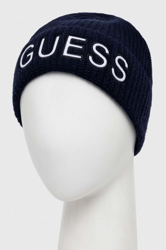 Шапка з домішкою вовни Guess колір синій (3553807) фото 2