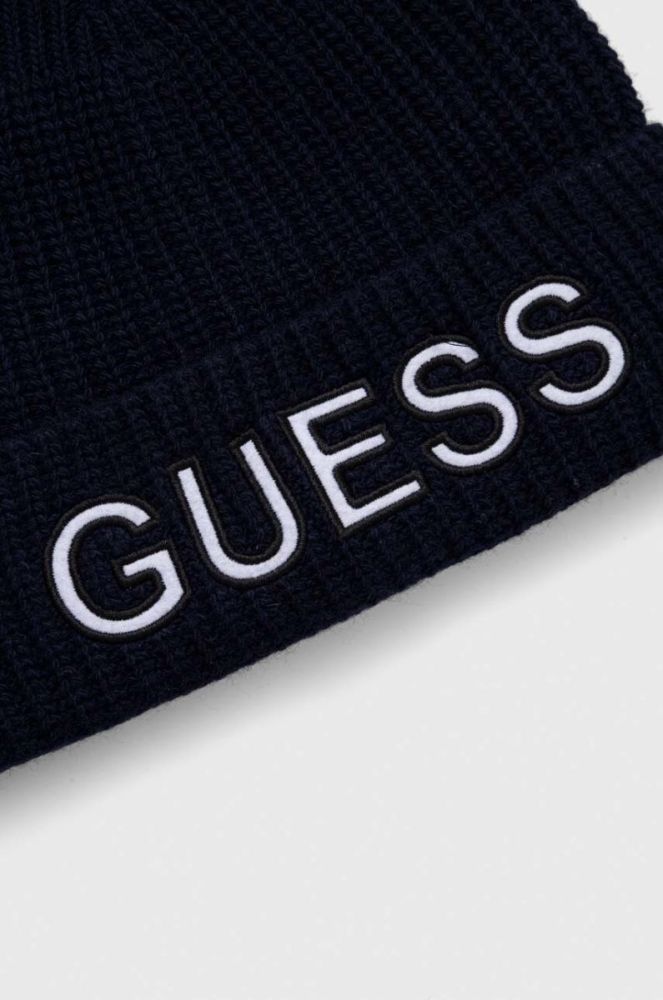 Шапка з домішкою вовни Guess колір синій (3553807) фото 3