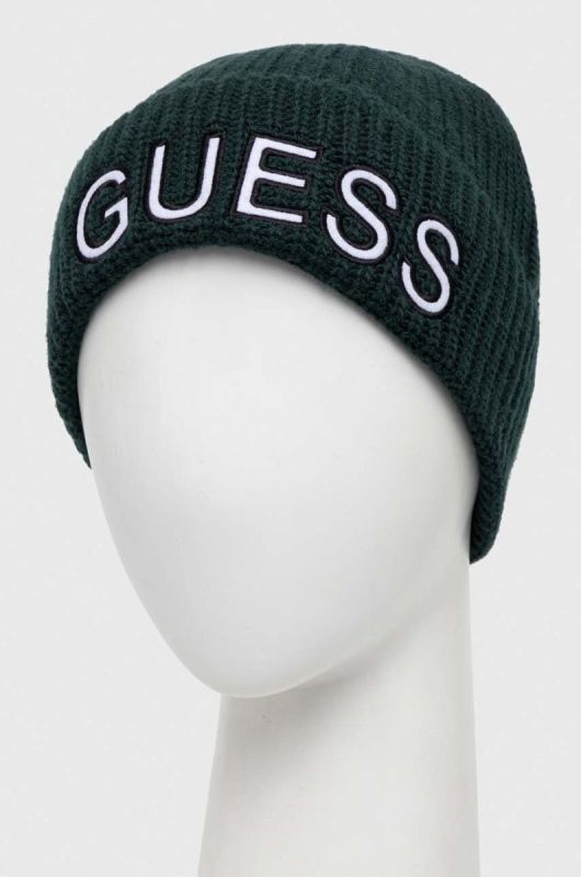 Шапка з домішкою вовни Guess колір зелений фото 2