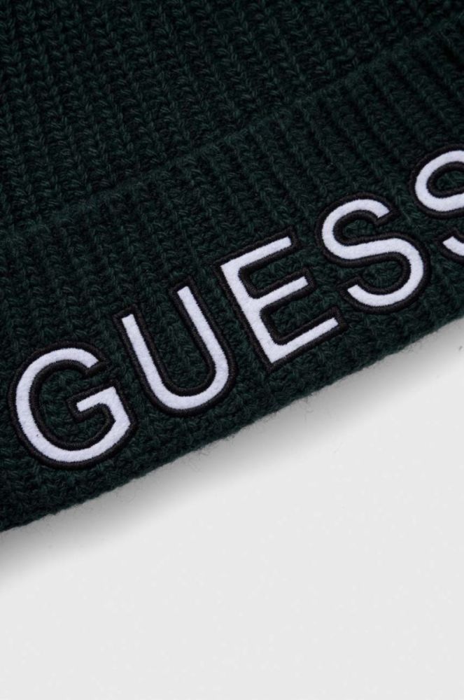Шапка з домішкою вовни Guess колір зелений фото 3