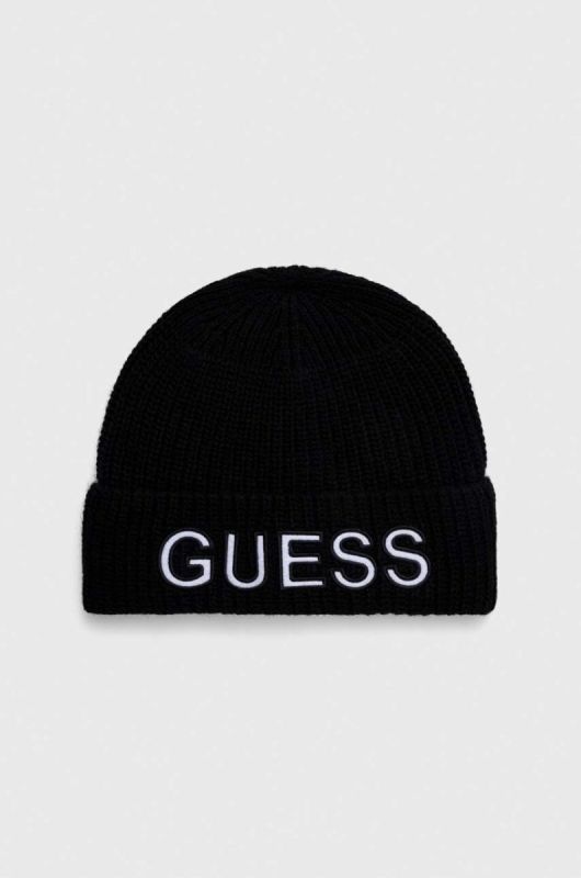 Шапка з домішкою вовни Guess колір чорний (3553809)