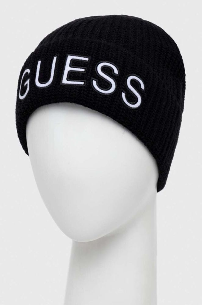 Шапка з домішкою вовни Guess колір чорний (3553809) фото 2